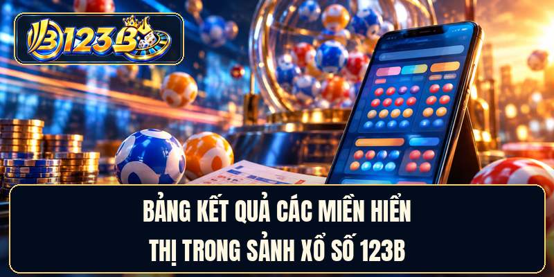 Bảng kết quả các miền hiển thị trong sảnh xổ số 123B