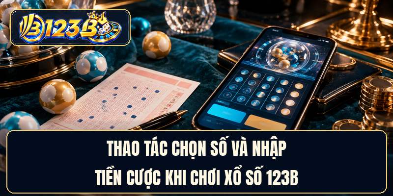 Thao tác chọn số và nhập tiền cược khi chơi xổ số 123B